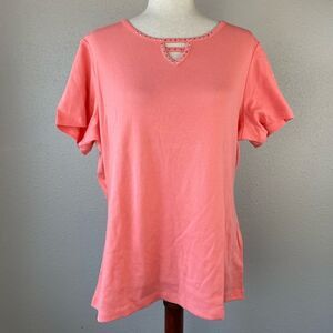 NWT Karen Scott Coral Short Sleeve Top Size XXL